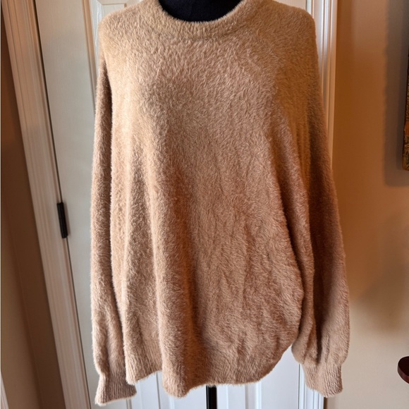 Aerie Soft Tan Oversized Crew Neck Sweater - Picture 3 of 11